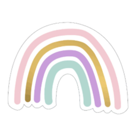 Sticker - Regenboog - Wit - Pastelkleuren en Goud