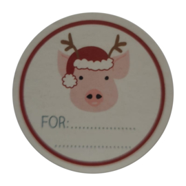 Sticker - Kerst - etiket - varken