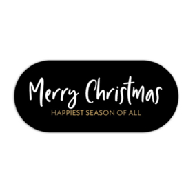 Sticker - Merry Christmas - happiest season of all - Zwart - Wit en Gouden tekst - Kerst