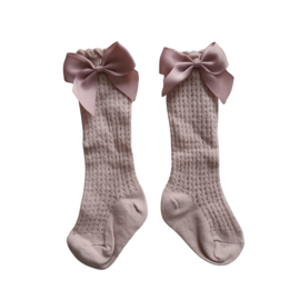 Sokjes roze met strik klein 0-6 maand