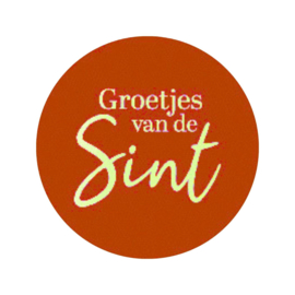Sticker - Groetjes van de Sint - Goud - Rood