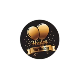 Sticker - Happy Birthday - Zwart - Goud