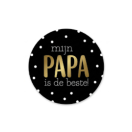 Sticker - mijn papa is de beste! - Zwart - Witte confetti - Gouden tekst
