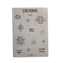 Stickervel - Kerst - Wit - Zwart - 12 stickers