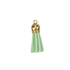 Kwastje - Leer - Lichtgroen - Goud