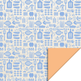 Cadeaupapier | FOODIES | LIGHT BLUE - PEACH