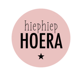 Sticker - hiep hiep HOERA - Roze