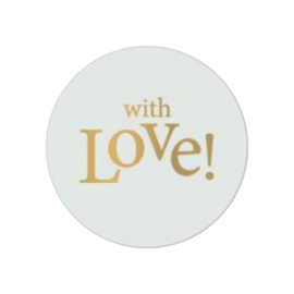 Sticker - With love! - Mintgroen - Gouden tekst
