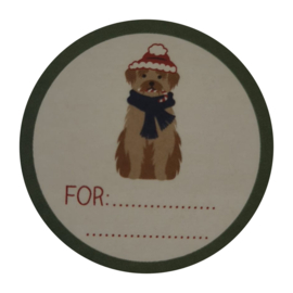 Sticker - Kerst - etiket - hond