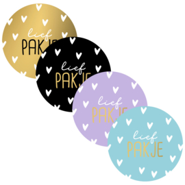 Sticker - Lief pakje - Blauw - Wit - Goud