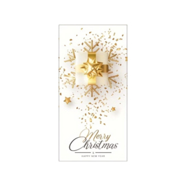 Sticker - Merry Christmas & Happy New Year - Wit - Goud - Kerst - Strepen