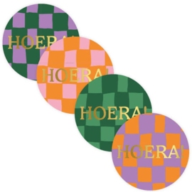 Sticker - 'HOERA' - Groen - Goud