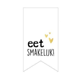 Sticker - eet smakelijk - Wit - Zwarte tekst