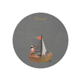 Sticker - Sinterklaas - Etiket - Grijs