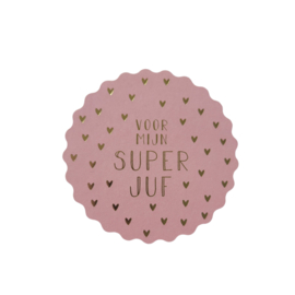 Voor mijn SUPER JUF - Hartjes - Roze - Goud