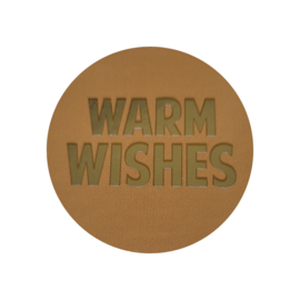 Sticker - Warm Wishes - Bruin - Goud - Kerst
