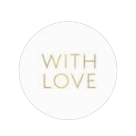 Sticker - With love! - Wit - Gouden tekst