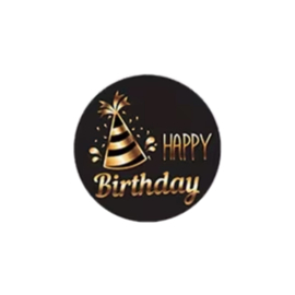 Sticker - Happy Birthday - Zwart - Goud