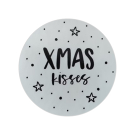 Sticker - XMAS kisses - Wit - Zwarte tekst - Kerst