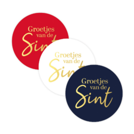 Sticker - Groetjes van Sint - Goud - Witte tekst - Sint