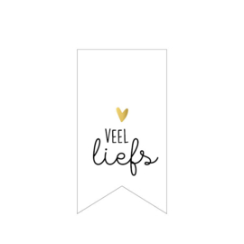 Sticker - Veel liefs - Wit - Goud