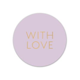 Sticker - With love! - Lila - Gouden tekst