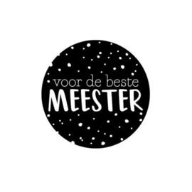 Sticker - voor de beste meester - Zwart - Witte tekst