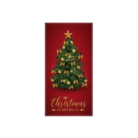 Sticker - Merry Christmas & Happy New Year - Rood - Goud - Kerst - Strepen