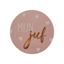 Mijn juf - Hartjes - Roze - Wit - Goud