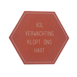Sticker - Vol verwachting klopt ons hart - Roodroze - Sinterklaas