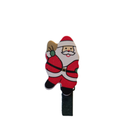 Houten knijpertje - Groen - Kerstman - Kerst