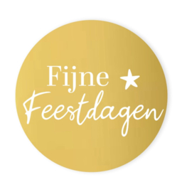 Sticker - Fijne Feestdagen - Goud - Witte tekst - Ster - Kerst
