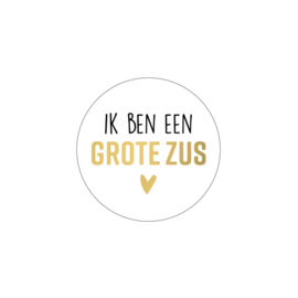 Sticker - Ik ben een grote zus - Wit - Zwart - Goud