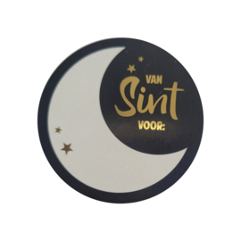 Sticker - Sinterklaas - Etiket - Maan - Zwart - Wit - Goud