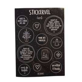 Stickervel - Kerst - Zwart - Wit - 12 stickers