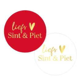 Sticker - liefs Sint & Piet - Rood - Gouden tekst - Sint