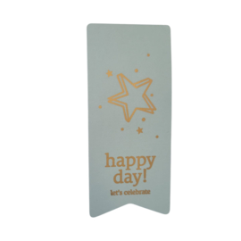 Sticker - Happy Day! Let's celebrate - Blauw - Kerst