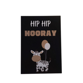 Minikaart - Hip Hip Hooray - zwart/wit/craft