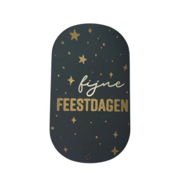 Sticker - Sterren - Fijne Feestdagen - Zwart - Wit - Goud - Kerst