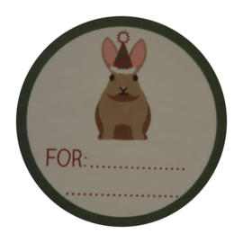 Sticker - Kerst - etiket - konijn