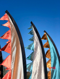 10 Pastel festivalvlaggen 2.90m met driehoekjes huren