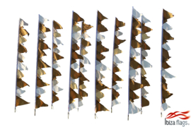 10 Wit-Goud-Bruine festival vlaggen 3.90m recht model huren