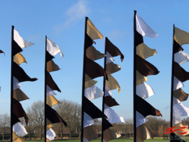 10 Wit-Bruin-Zwarte festival vlaggen 3.90m recht model huren