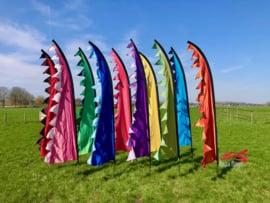 10 Colormix festivalvlaggen 2.90m met driehoekjes huren