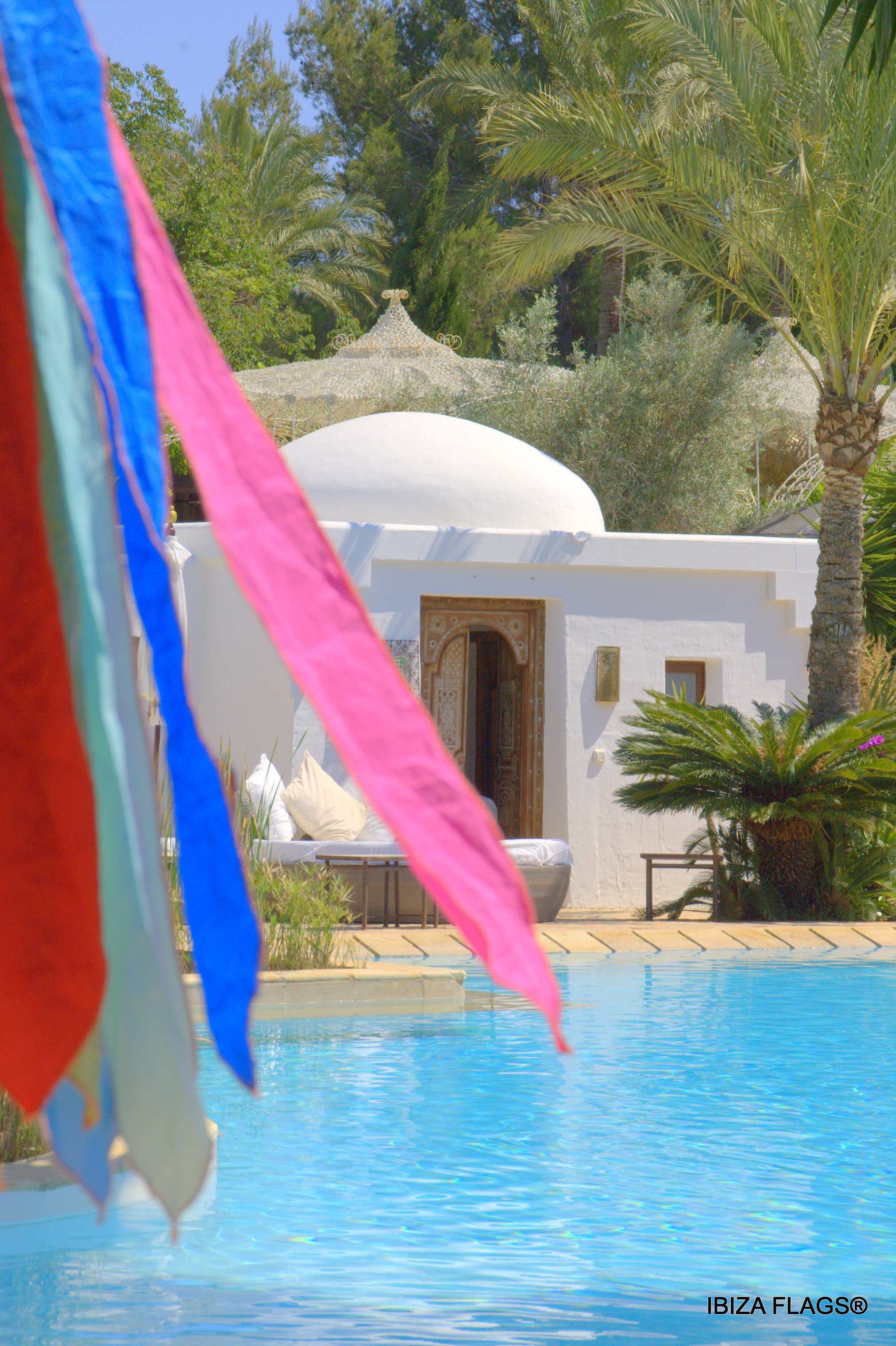 Ibiza vlag Multicolor met bamboe paal