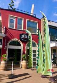 Winkel vlaggen voor opening, Slijterij van der Linden, Soest