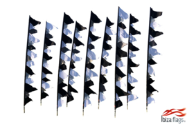 10 Zwart/Wit festival vlaggen 3.90m recht model huren