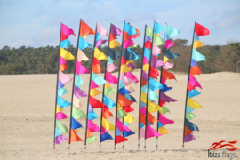 10 Multicolor festival vlaggen 3.90m recht model huren