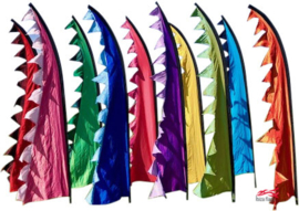 10 Colormix festivalvlaggen 2.90m met driehoekjes huren