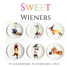 Sweet Wieners - Set van 6 gebaksbordjes